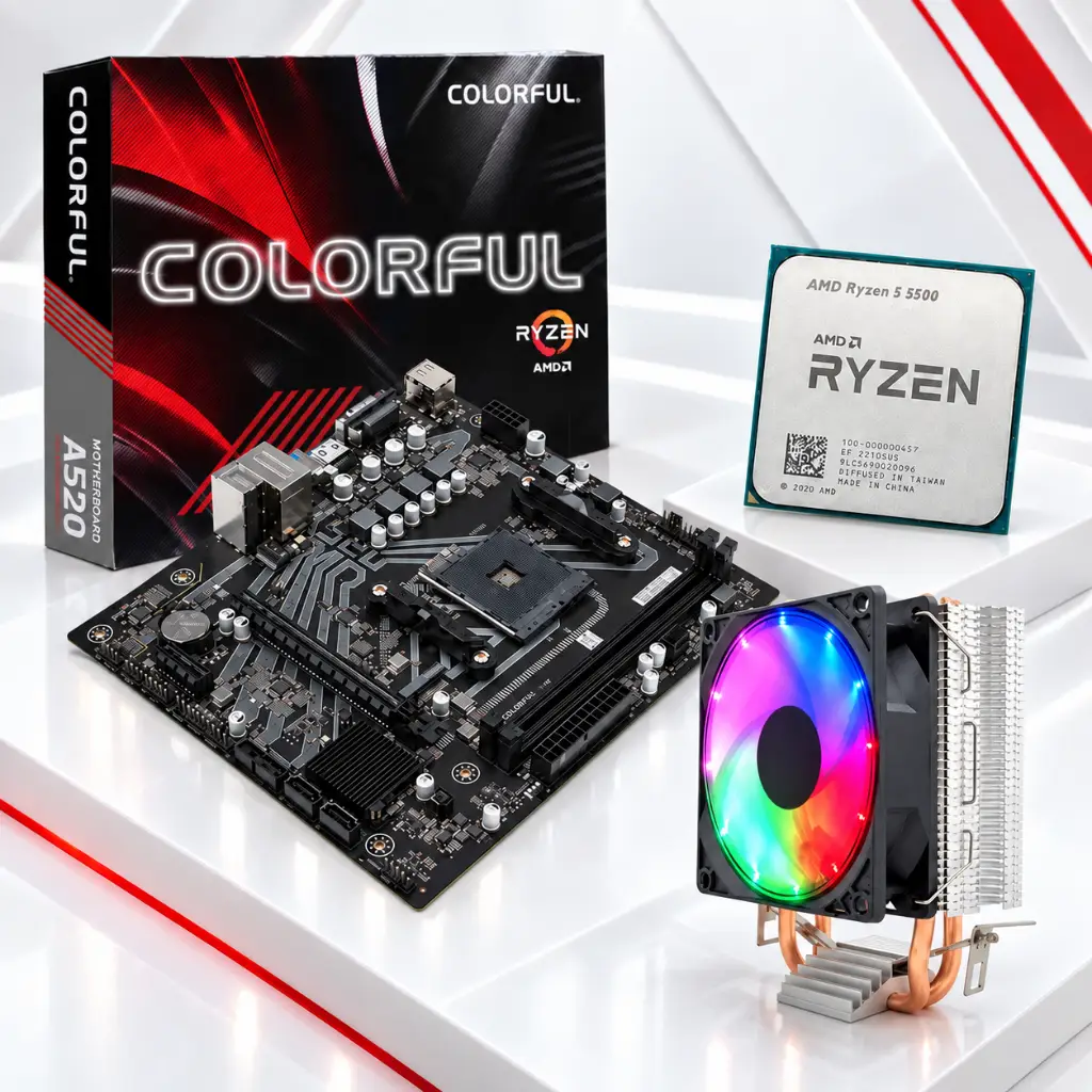 Colorful A520 Anakart - Ryzen 5 5500 İşlemci - Snowman M200 Fan | Bundle Set