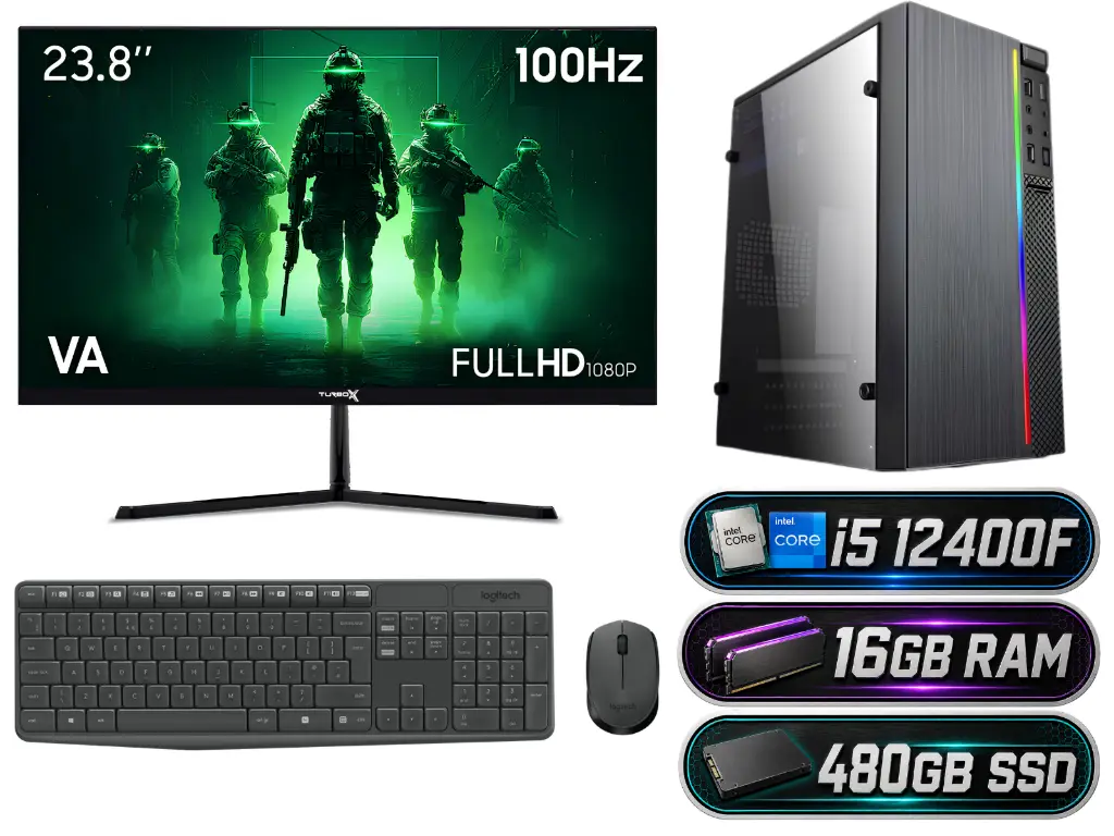 i5 12400F | GT 730 | 16GB Ram | 480GB SSD | 24'' 100Hz Monitörlü Ofis Seti | OF-1