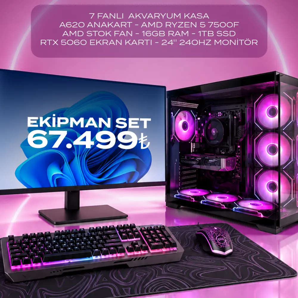 Ryzen 5 7500F İşlemci | 16GB Ram | 1TB SSD | RTX 5060 Ekran Kartı | 24'' 240Hz Monitörlü Full Set | Ekim Sonu Kampanyası - 3