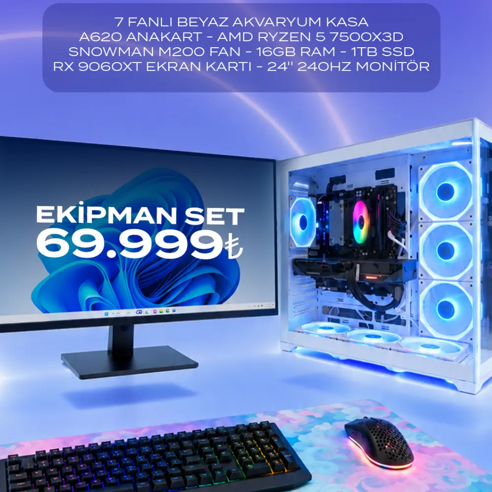 Ryzen 5 7500X3D İşlemci | 16GB Ram | 1TB SSD | RX 9060XT Ekran Kartı | 24'' 240Hz Monitörlü Full Set | Ekim Sonu Kampanyası - 4